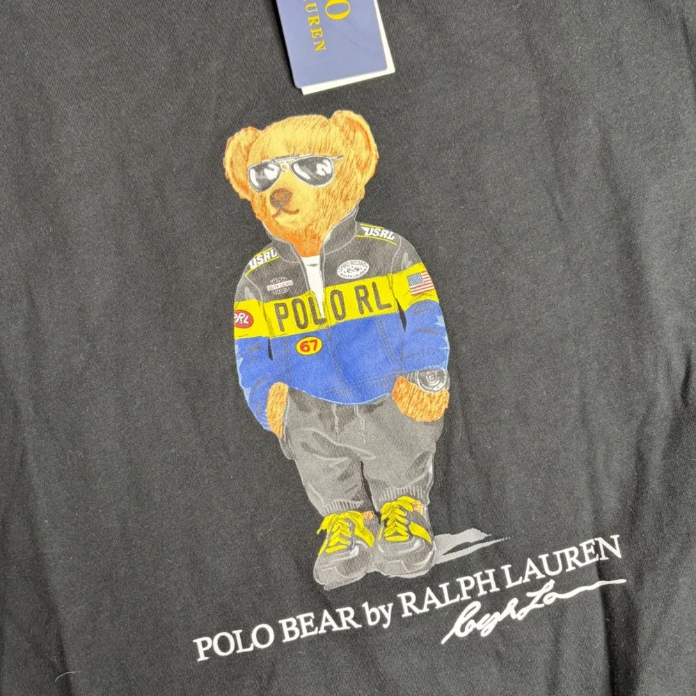NEW Polo Ralph Lauren Mens Polo Bear Racing Graphic T-Shirt Black XL